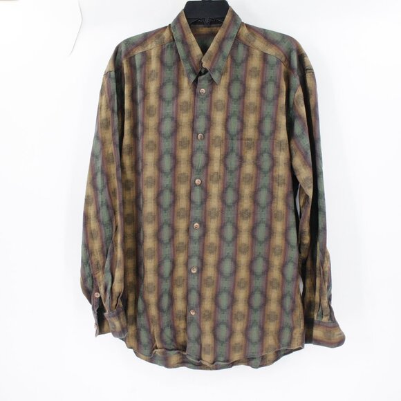 VTG Jhane barnes shirt Mens medium long sleeve woven fabric geometric pattern - Picture 1 of 10